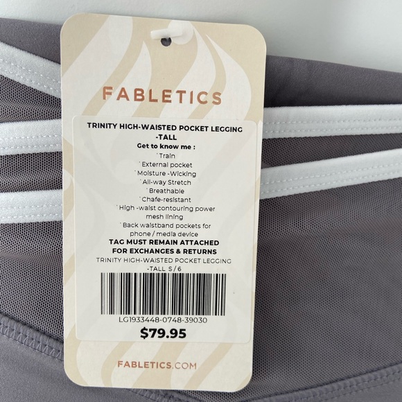 Light Gray Fabletics Long Athletic Leggings S - Picture 3 of 6